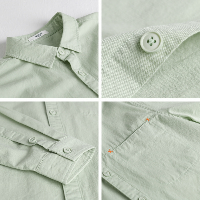Men's Lightweight Cotton Layering Overshirt with Tonal Chest Pocket and Soft-Touch Finish Chichicherry