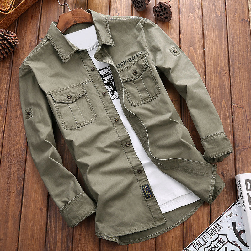 Men's Longline Canvas Overshirt in Utility Style with Chest Flap Pockets Chichicherry