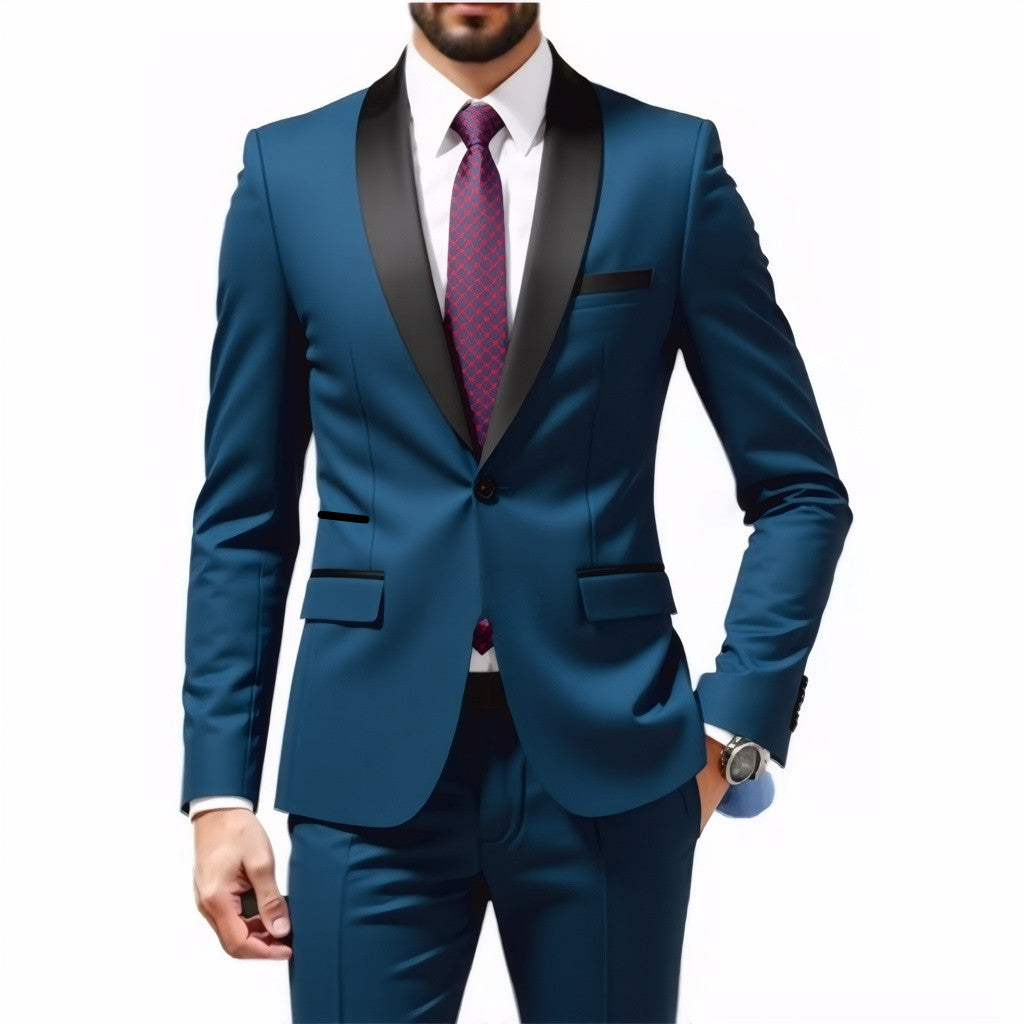 Men's Slim Fit Tuxedo with Shawl Collar and One-Button Jacket Chichicherry