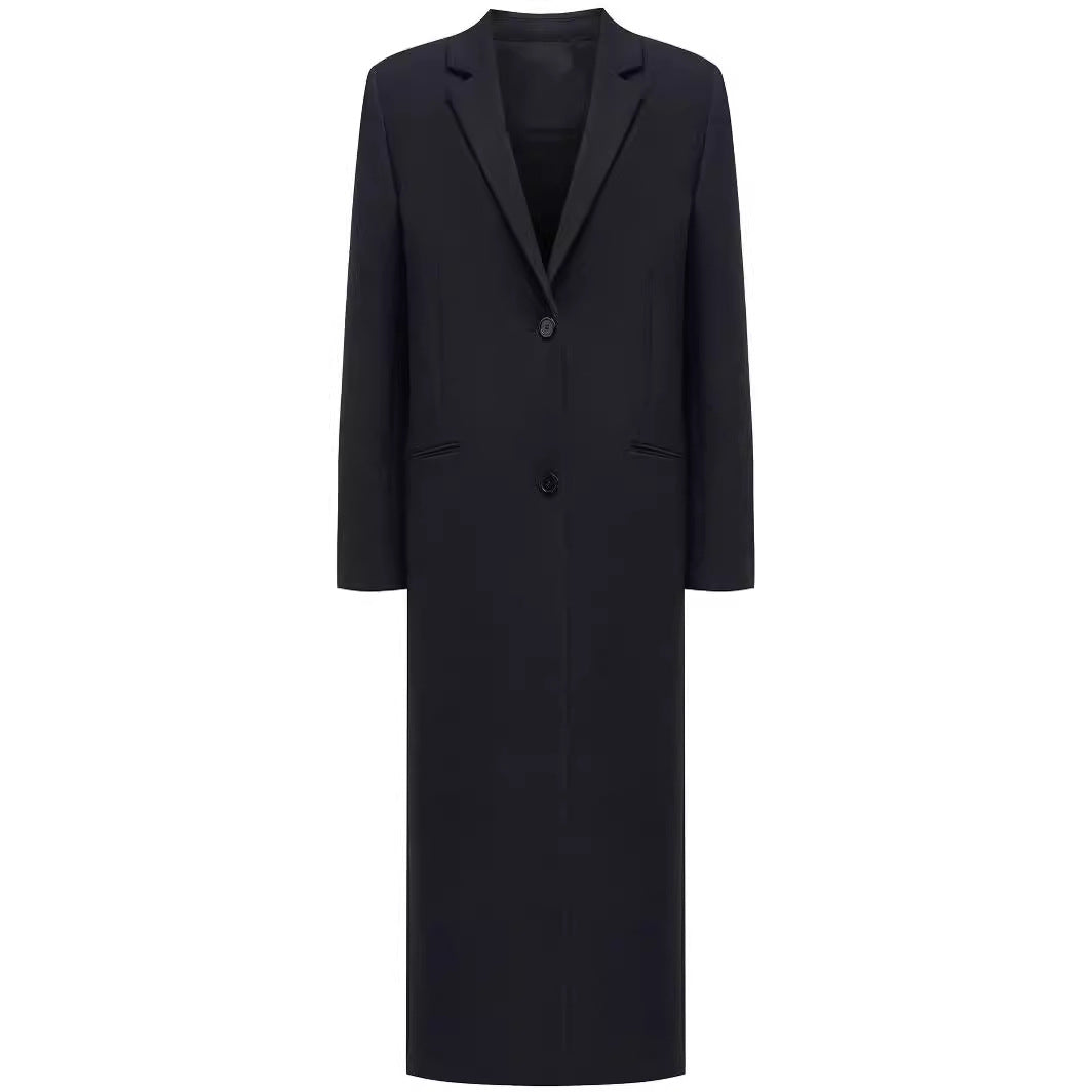 Ladies long cut single-breasted oversized coat with narrow lapels Chichicherry