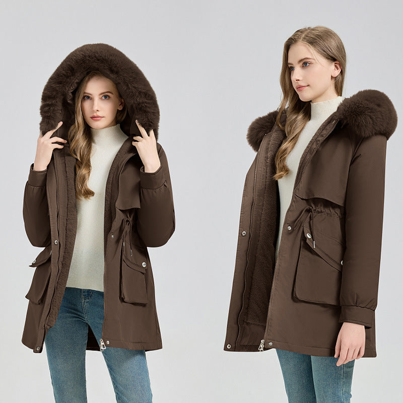 Women nan tailored thermo parka with removable faux fur hood, soft teddy lining and adjustable drawstring Chichicherry