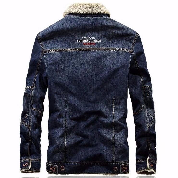 Men's denim jacket with sherpa lining, warming teddy interior and classic shirt collar Chichicherry