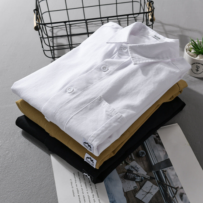 Men's Lightweight Cotton Oxford Shirt with Chest Pocket and Relaxed Fit Chichicherry