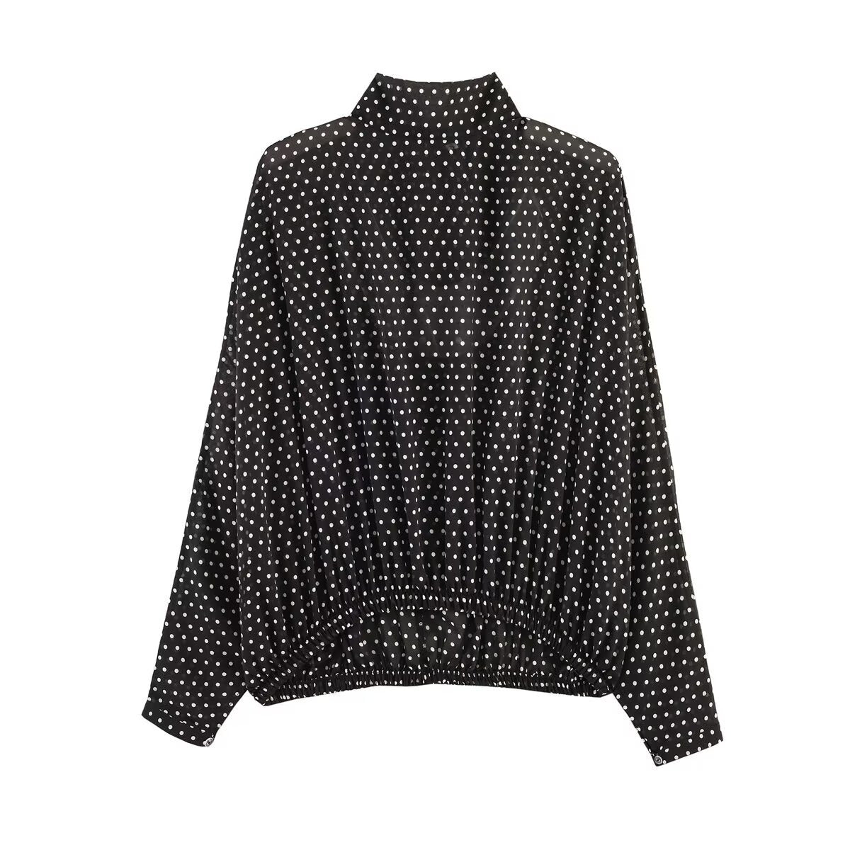 Ladies Flowing Midi Skirt in Vintage Polka Dot Design with Flared Plate Cut Chichicherry