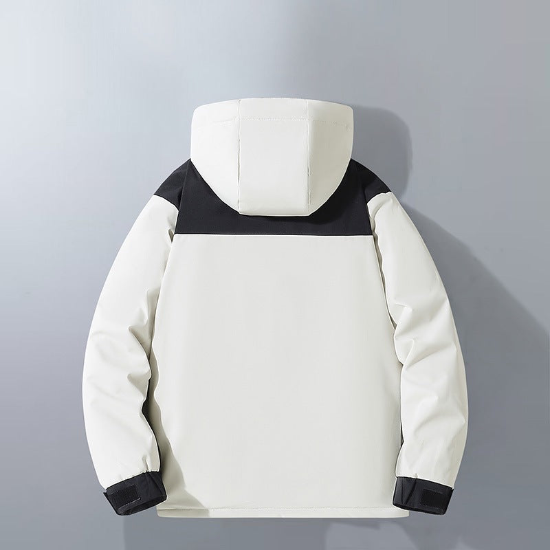 Men's Water-Repellent Winter Parka with Hood, Thermal Insulation and Contrasting Shoulder Panels Chichicherry