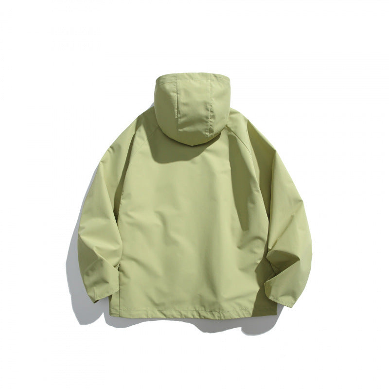 Unisex Lightweight Tech Rain Jacket with Asymmetrical Zipper Chichicherry