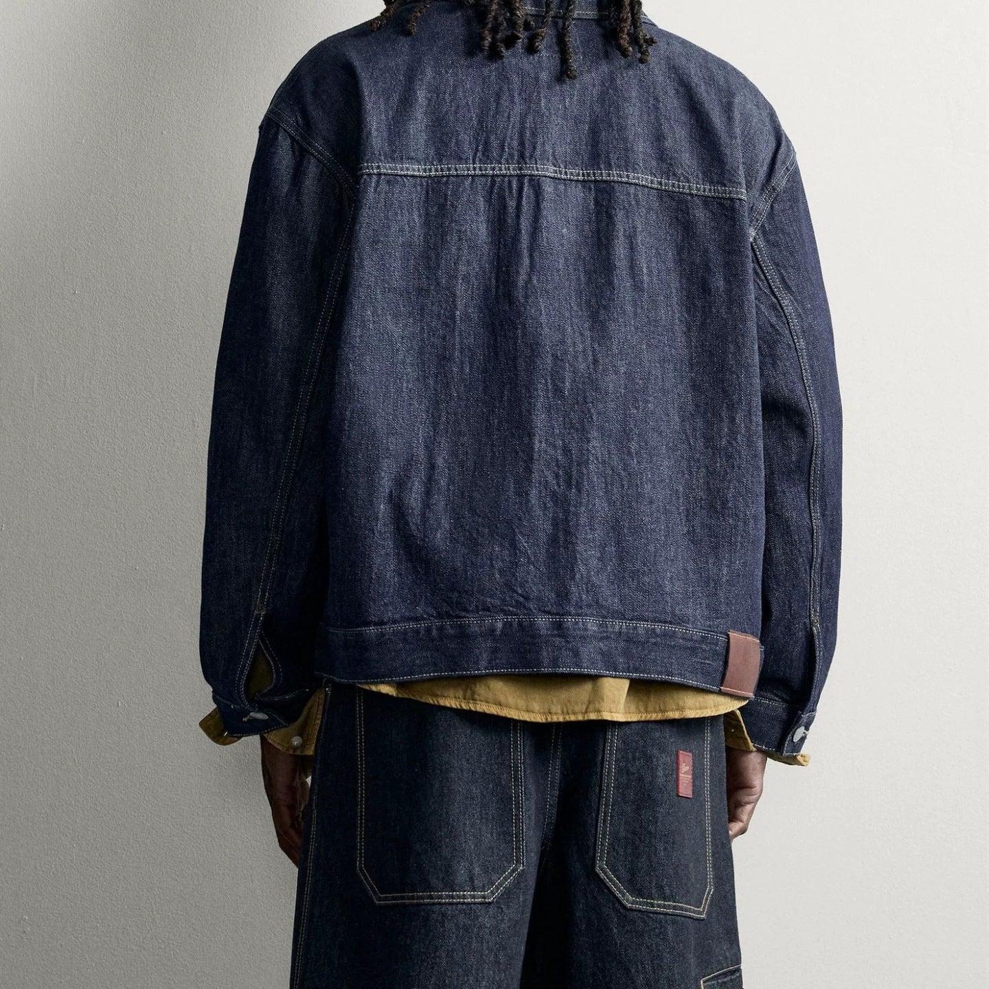 Men's Boxy Denim Jacket with Dropped Shoulder Chichicherry
