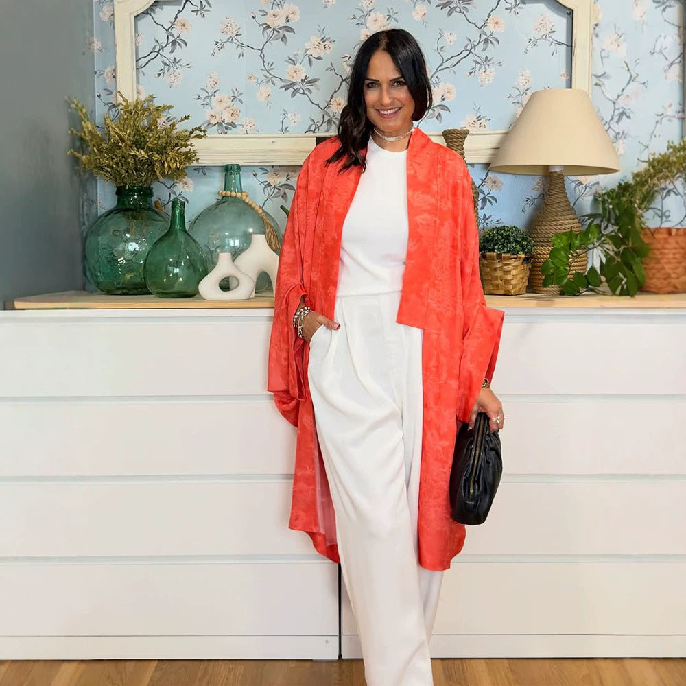 Women Kaftan Blazer Set with kimono-style sleeves and wide Palazzo pants cut Chichicherry