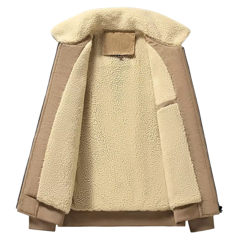 Herren Cord-Workerjacke mit Teddyfutter, Reißverschluss und Pattentasche Chichicherry