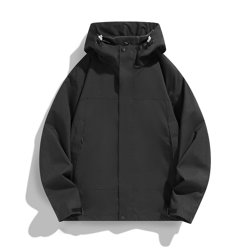 Men's Two-Tone Softshell Field Jacket with Hood, Windproof Outer Material and Minimalist Side Pockets Chichicherry
