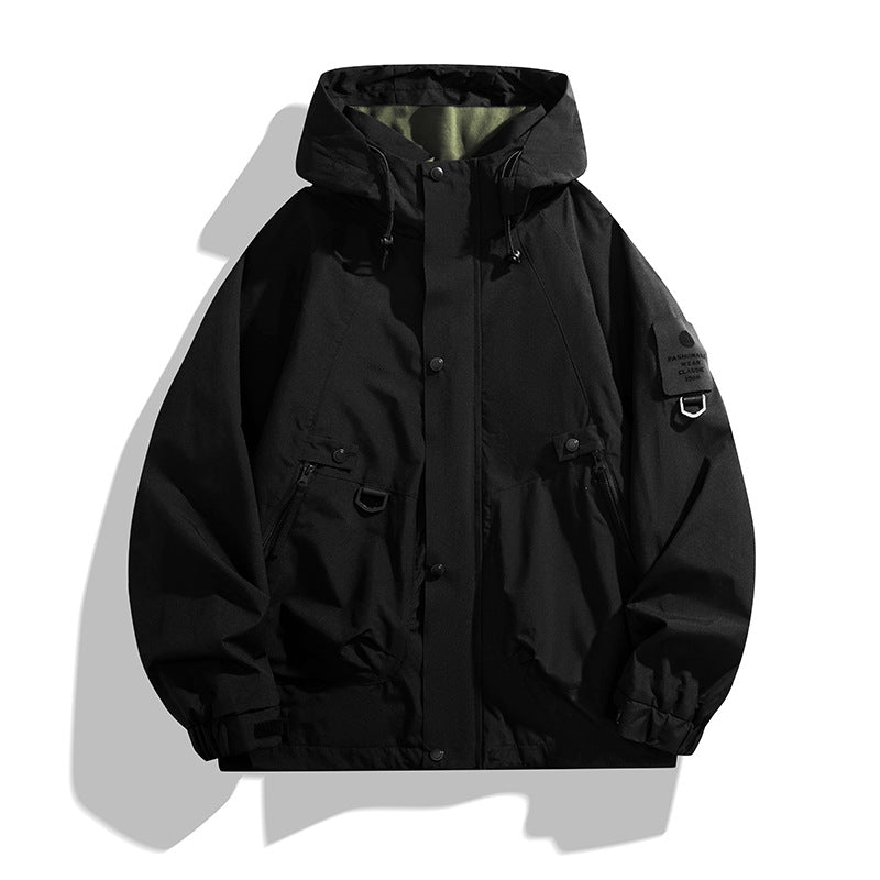 Men's Technical Oversized Field Jacket with water-repellent membrane, utility rings, and concealed snap button placket Chichicherry