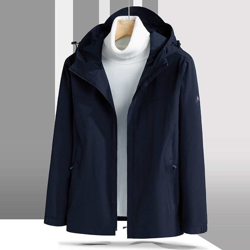 Men's Lightweight Technical Softshell Jacket with Adjustable Hood and Minimalist Athletic Fit Chichicherry
