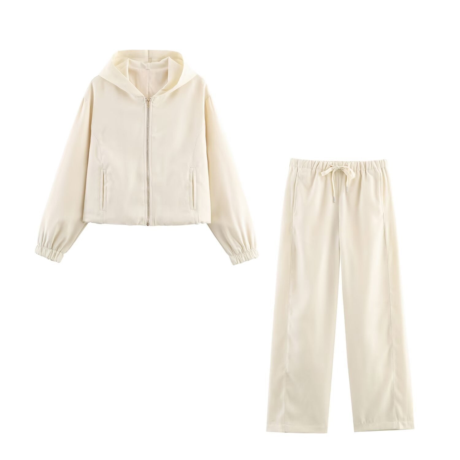 Ladies Boxy Hooded Jacket in Velvet Look with Full Zip and Elastic Hem Chichicherry