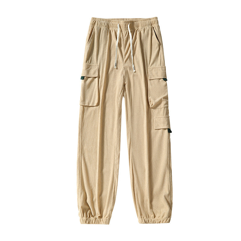 Men's Utility Cargo Pants in Jogger Style made of textured cotton blend with elastic waistband & multiple pockets Chichicherry