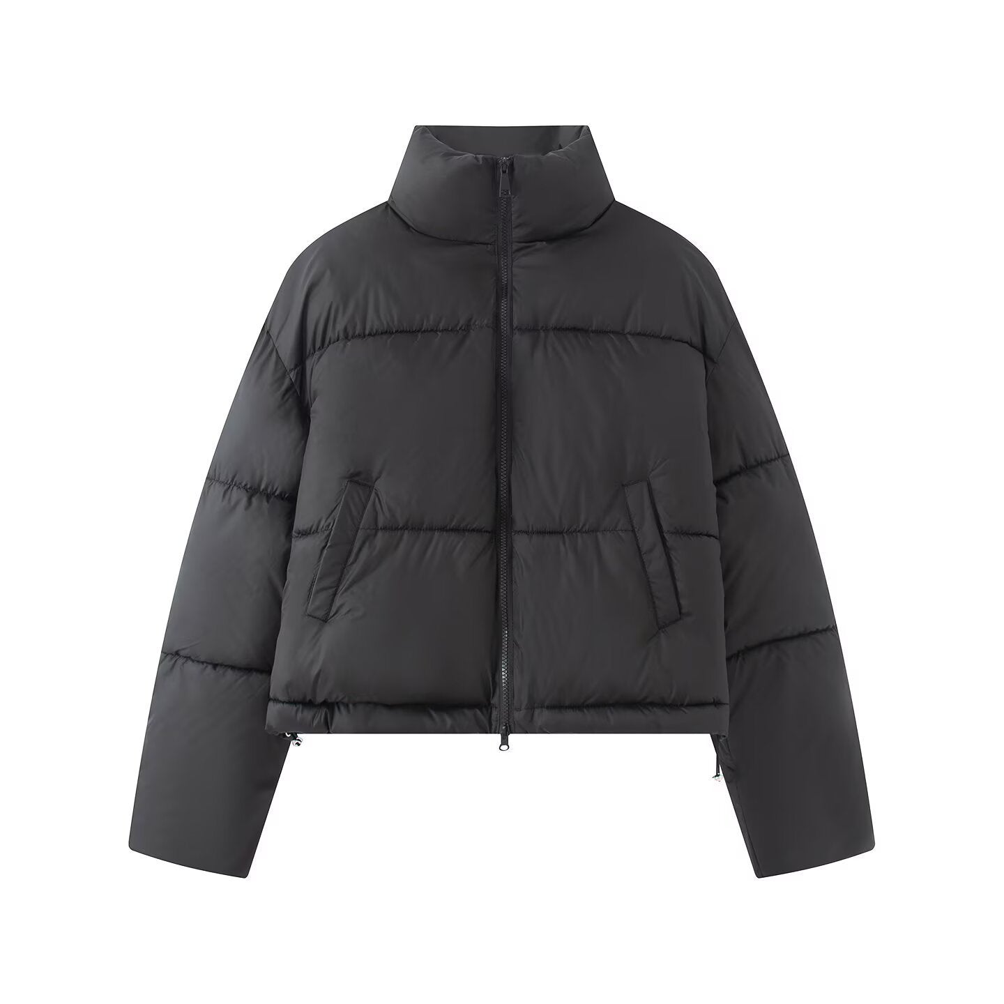 Women’s short jacket in oversized boxy puffer style with high stand-up collar Chichicherry
