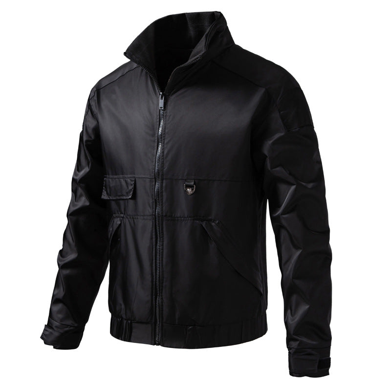 Men's water-repellent utility blouson with stand-up collar, kangaroo and flap pockets Chichicherry