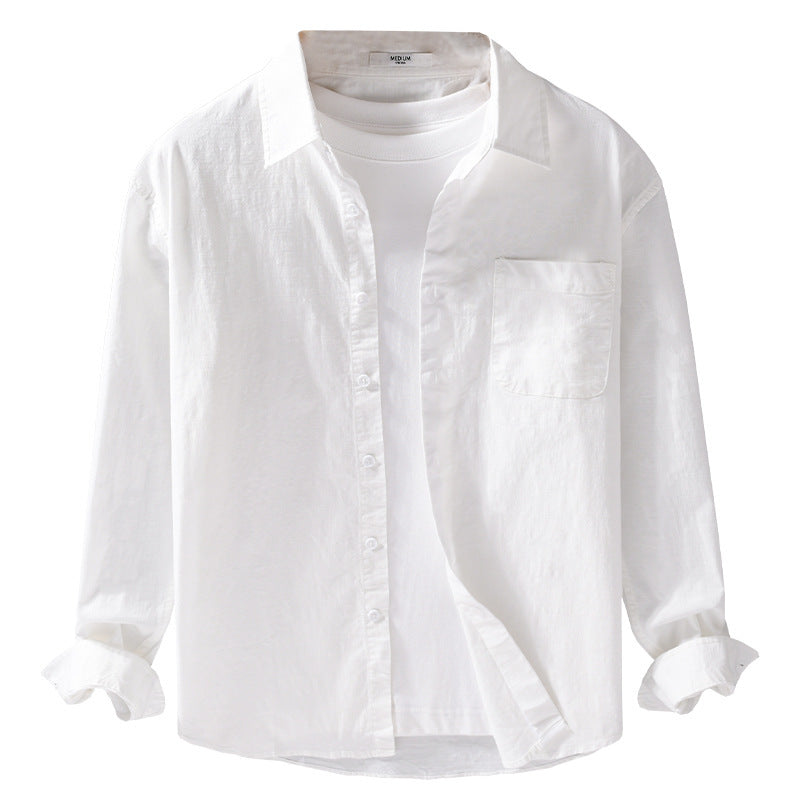 Men's Breathable Relaxed Shirt made of Linen-Cotton Blend with Chest Pocket and Classic Button Placket Chichicherry