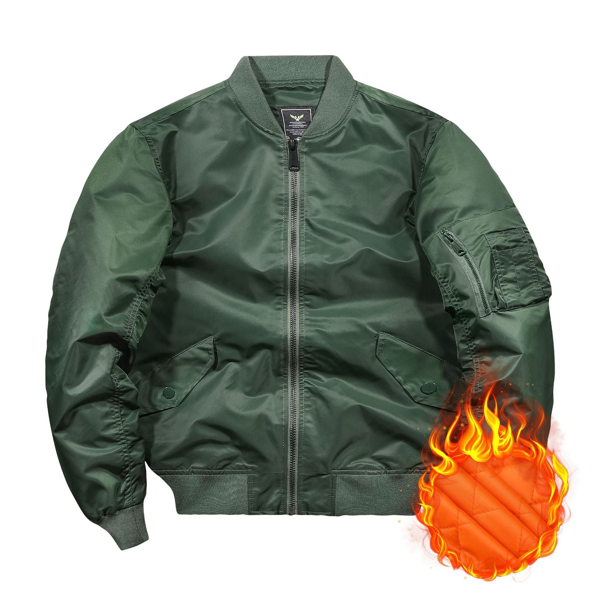 Men's Short Blouson Bomber Jacket with Quilted Thermal Lining, Nylon Shell and Arm Pocket Chichicherry