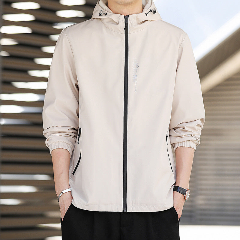 Men's Ultralight Hooded Shell Jacket in Urban Minimal Style with Windproof Membrane and Zipper Pockets Chichicherry