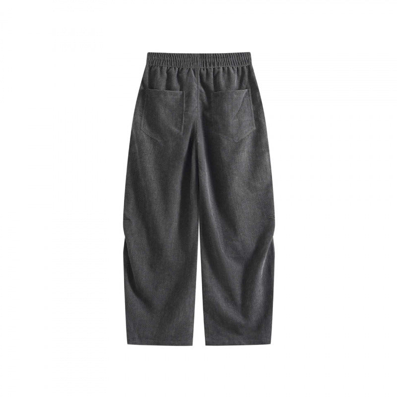 Women's Wide High-Waist Trousers with Drawstring and Large Patch Pockets Chichicherry