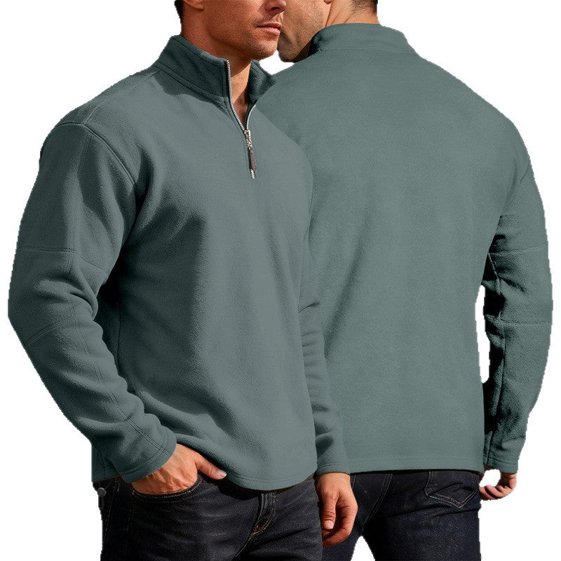 Men's Thermo Fleece Half Zip Pullover with Stand-up Collar Chichicherry