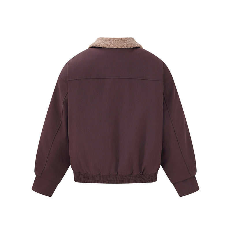 Women's short-cut boxy blouson with teddy collar and shoulder tabs Chichicherry