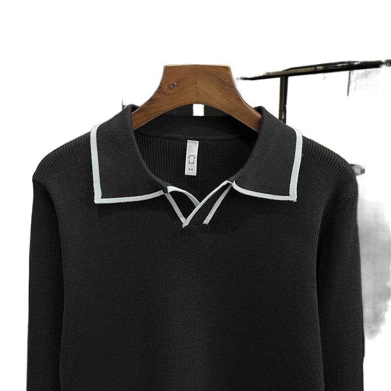 Herren Feinstrick-Polo-Pullover mit Kontrastpaspel und Hemdkragen Chichicherry