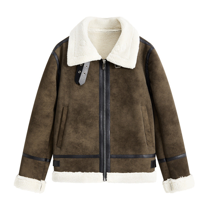 Men's Padded Aviator-Style Flight Jacket with Stand-Up Collar and Double Strap Chichicherry