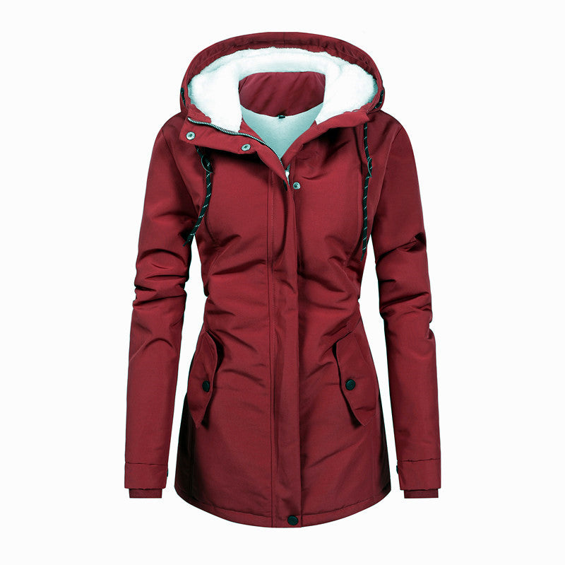Women's water-repellent parka with teddy lining, hood, and tailored fit Chichicherry