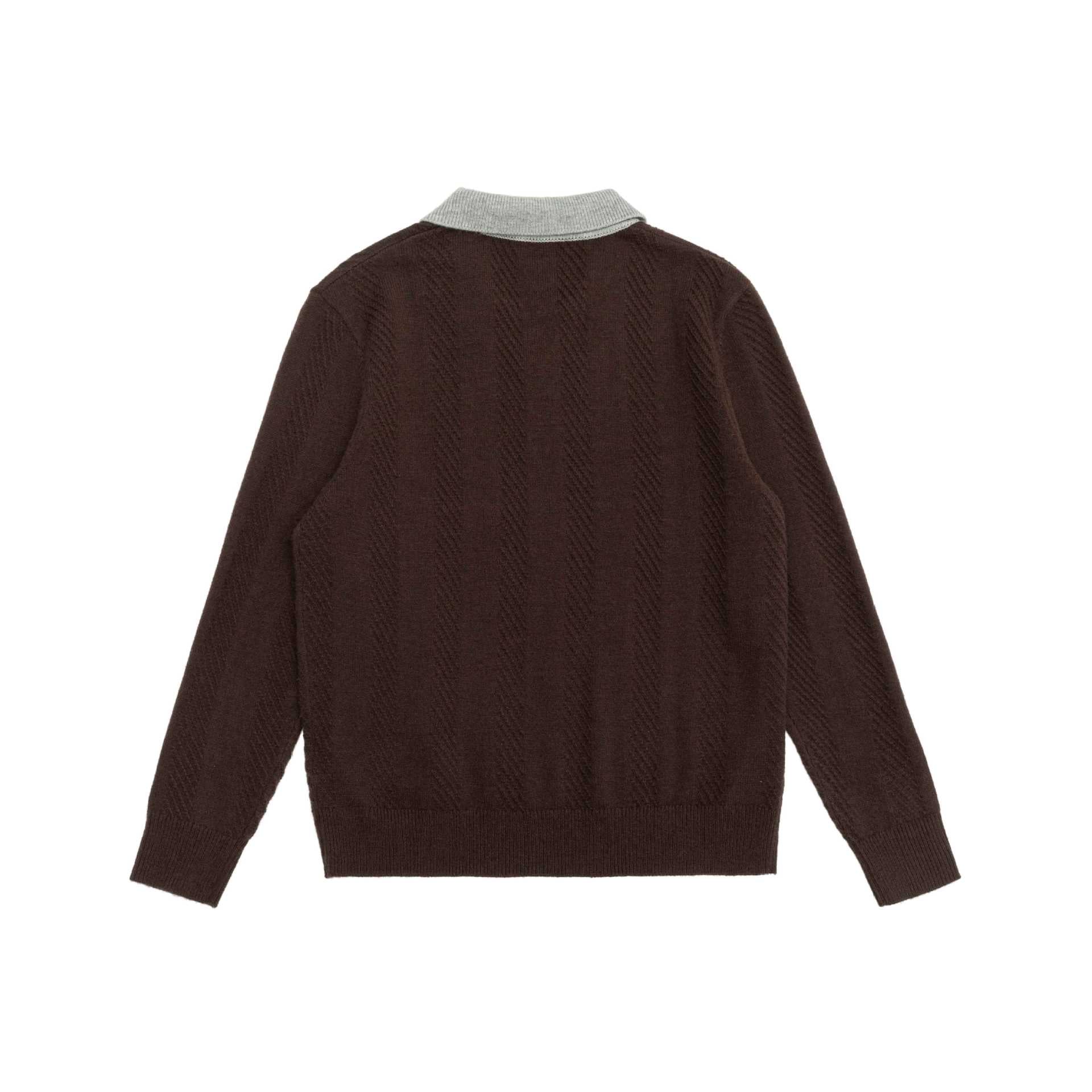 Unisex knitted sweater with polo collar and V-neck Chichicherry