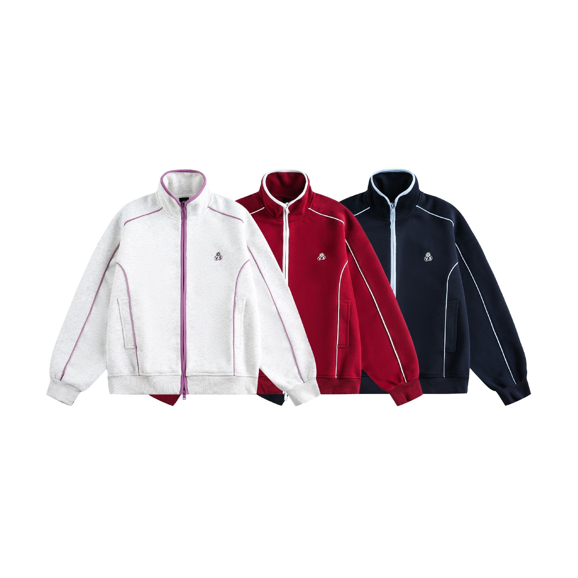 Women's Oversize Sweat Jacket with Stand-Up Collar and Two-Way Zipper Chichicherry