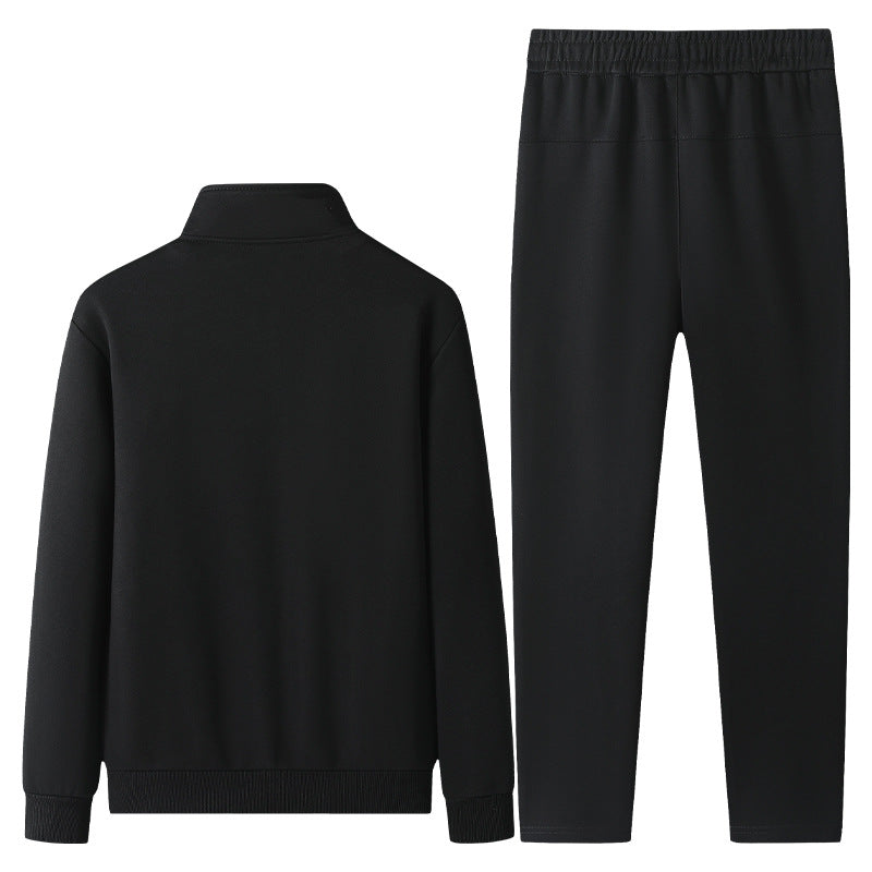 Men's jogging suit set made of cotton blend with stand-up collar zip jacket and drawstring pants Chichicherry