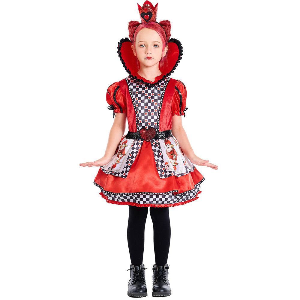 Girls Fairytale Heart Lady Costume with Crown and Tulle Skirt Chichicherry