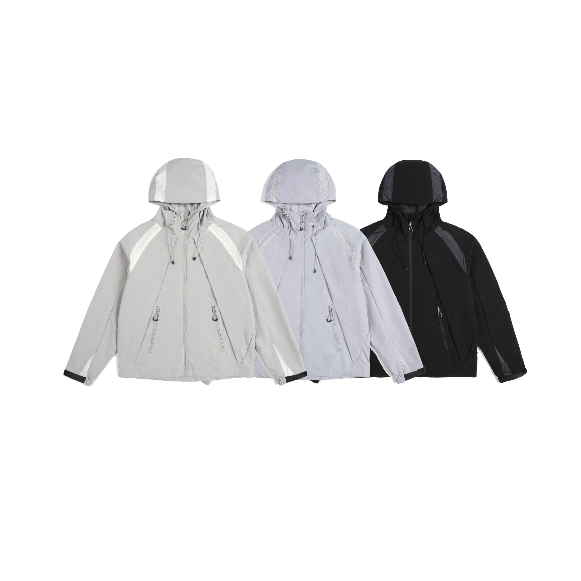 Unisex Lightweight Rain and Softshell Jacket with Hood, Adjustable Hem and Zipper Pockets Chichicherry