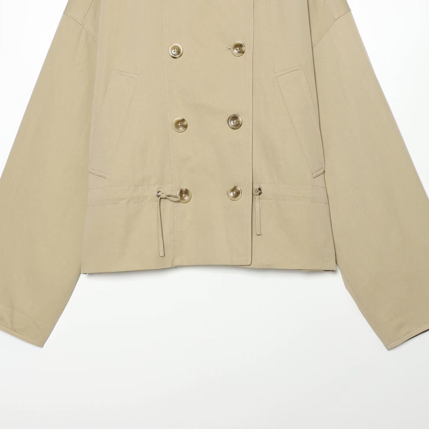 Women's short parka with funnel collar, double-breasted closure, and adjustable drawstring Chichicherry