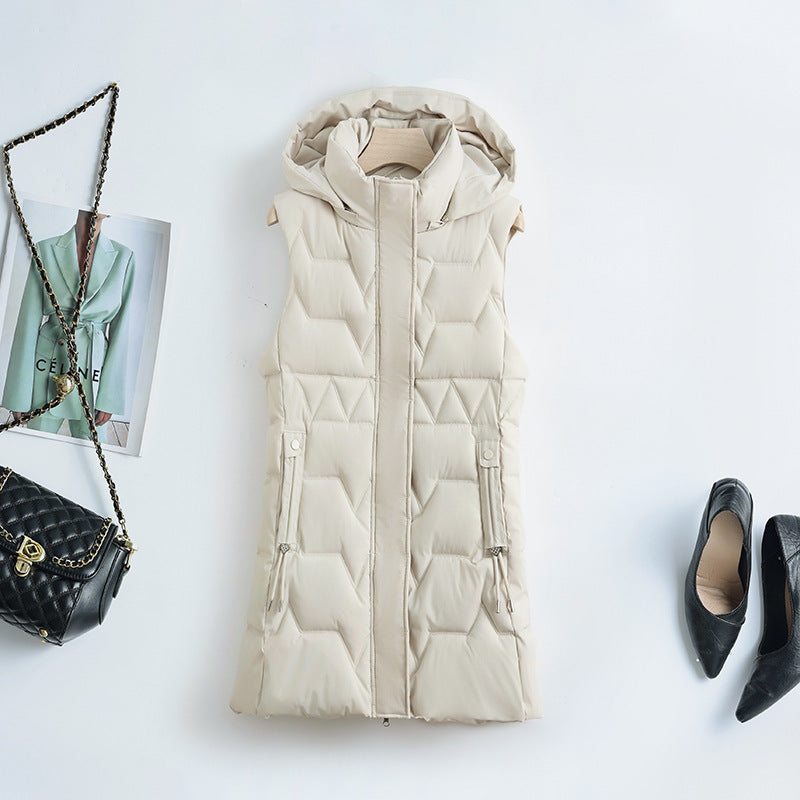 Women's nano thermal quilted vest with hood, drawstring, and concealed zipper Chichicherry