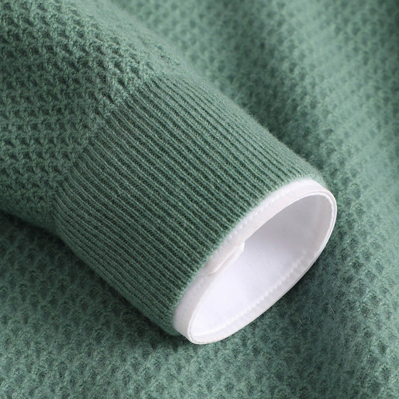 Men's classic round neck sweater made of cashmere-like wool blend with fine texture Chichicherry