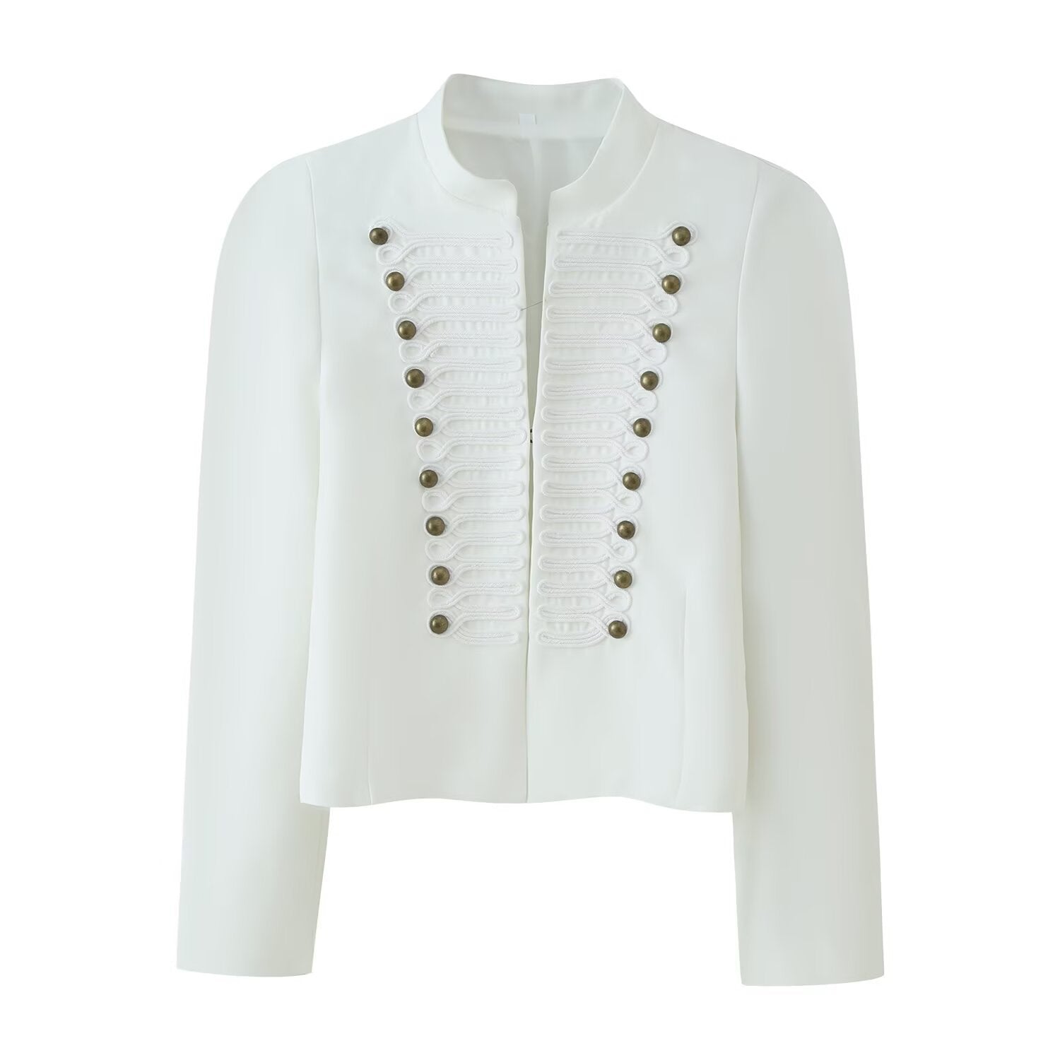 Women’s short military-style blazer with decorative cord application and stand-up collar Chichicherry