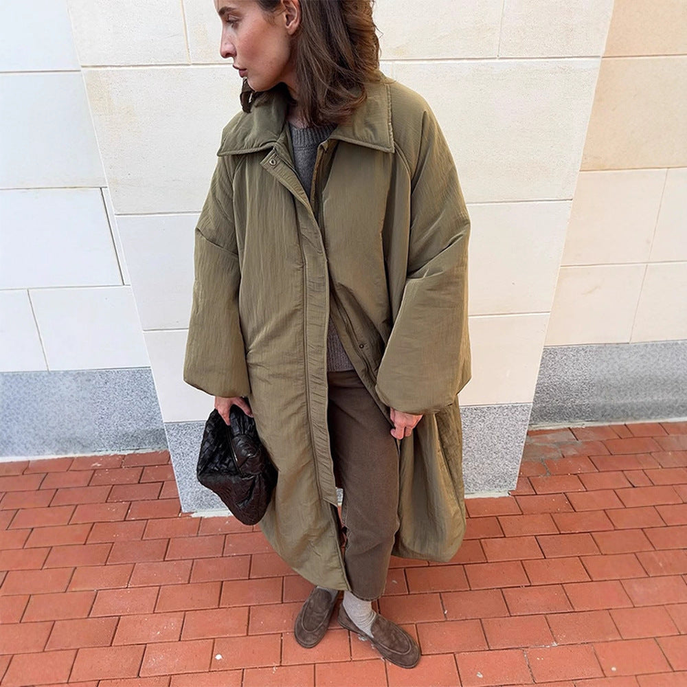 Women's Wide-Cut Quilted Balloon Coat with Hidden Button Placket Chichicherry