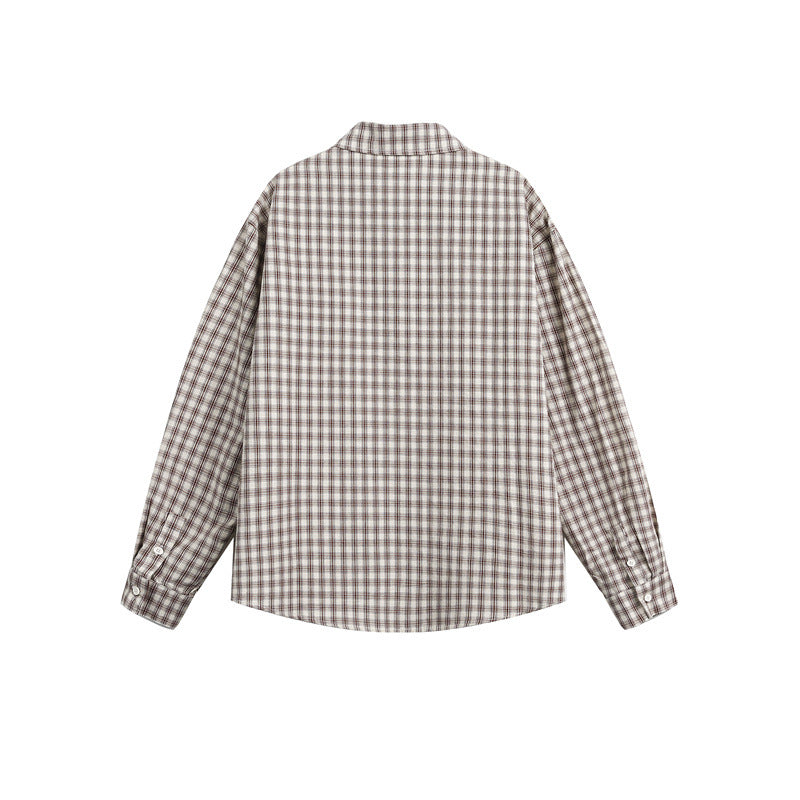 Unisex Checkered Relaxed Button Shirt made of Brushed Cotton with Chest Pocket Chichicherry