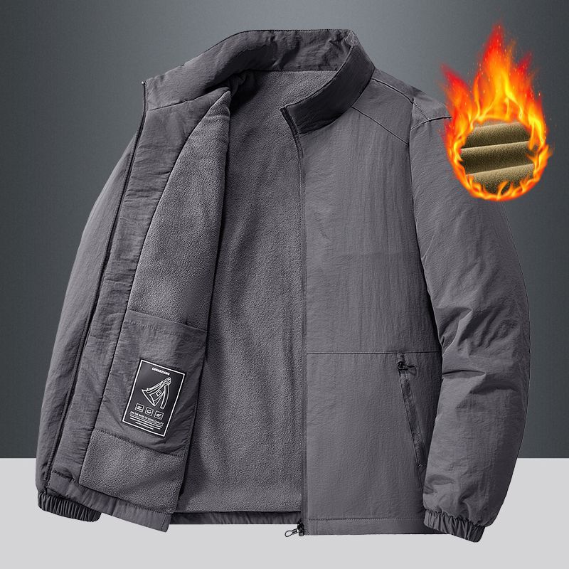 Men's lightweight transitional jacket with fleece lining and stand-up collar Chichicherry