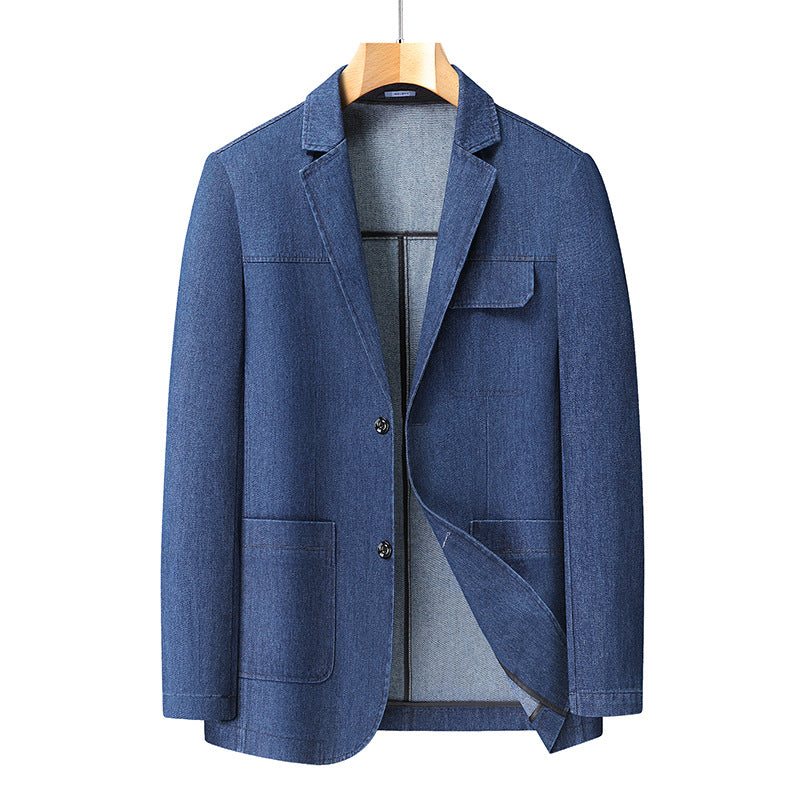 Men's Unstructured Casual Blazer with Patch Pockets and Narrow Lapel Chichicherry
