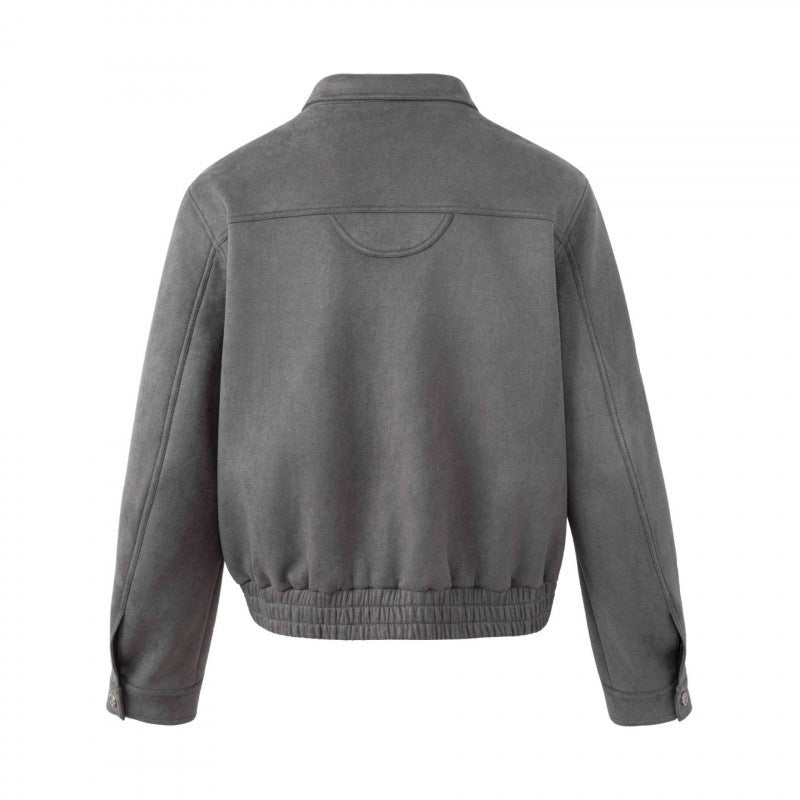 Men's short cut boxy blouson in suede look with patch zip pockets and metal detail Chichicherry