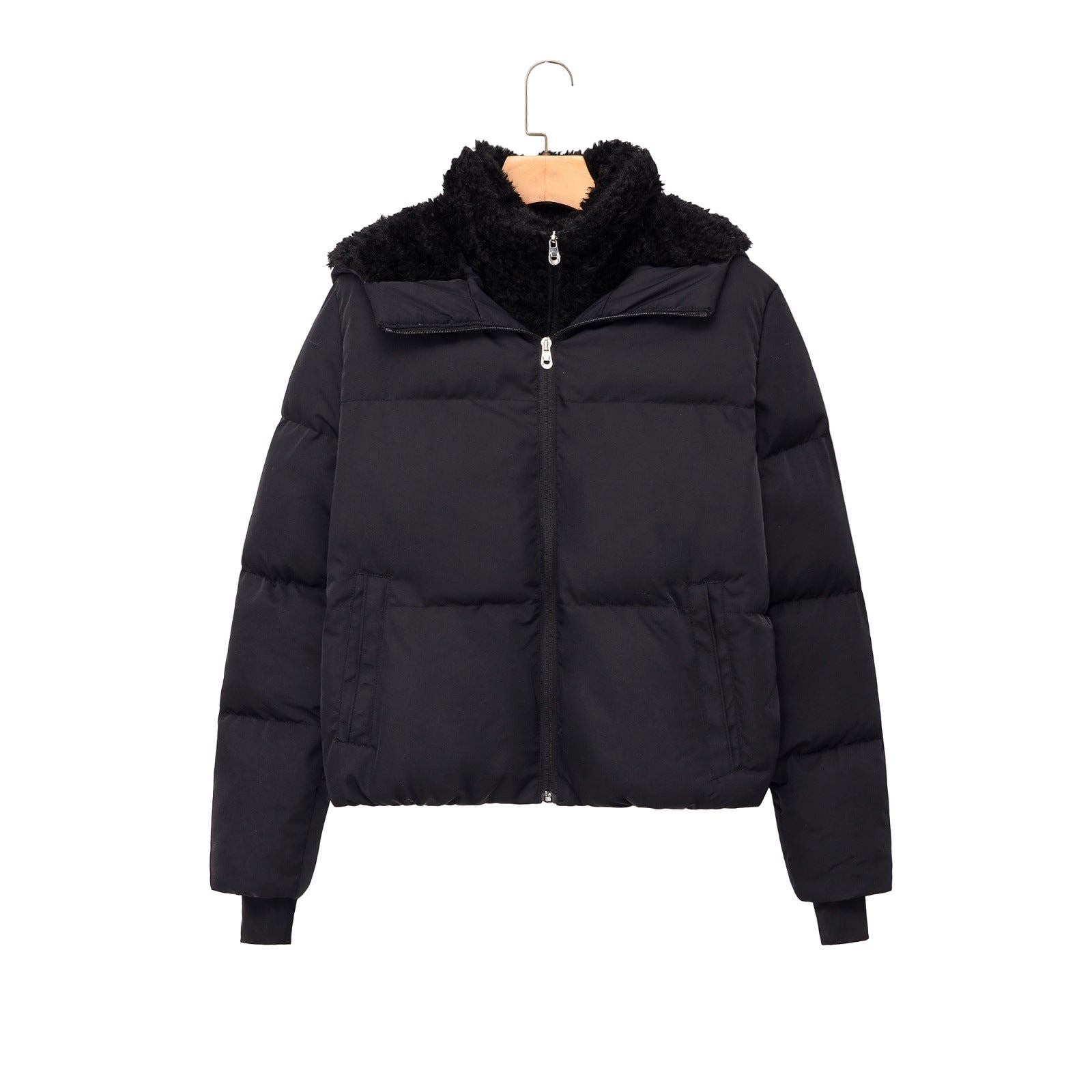 Women's Short Padded Jacket with Teddy Collar Chichicherry