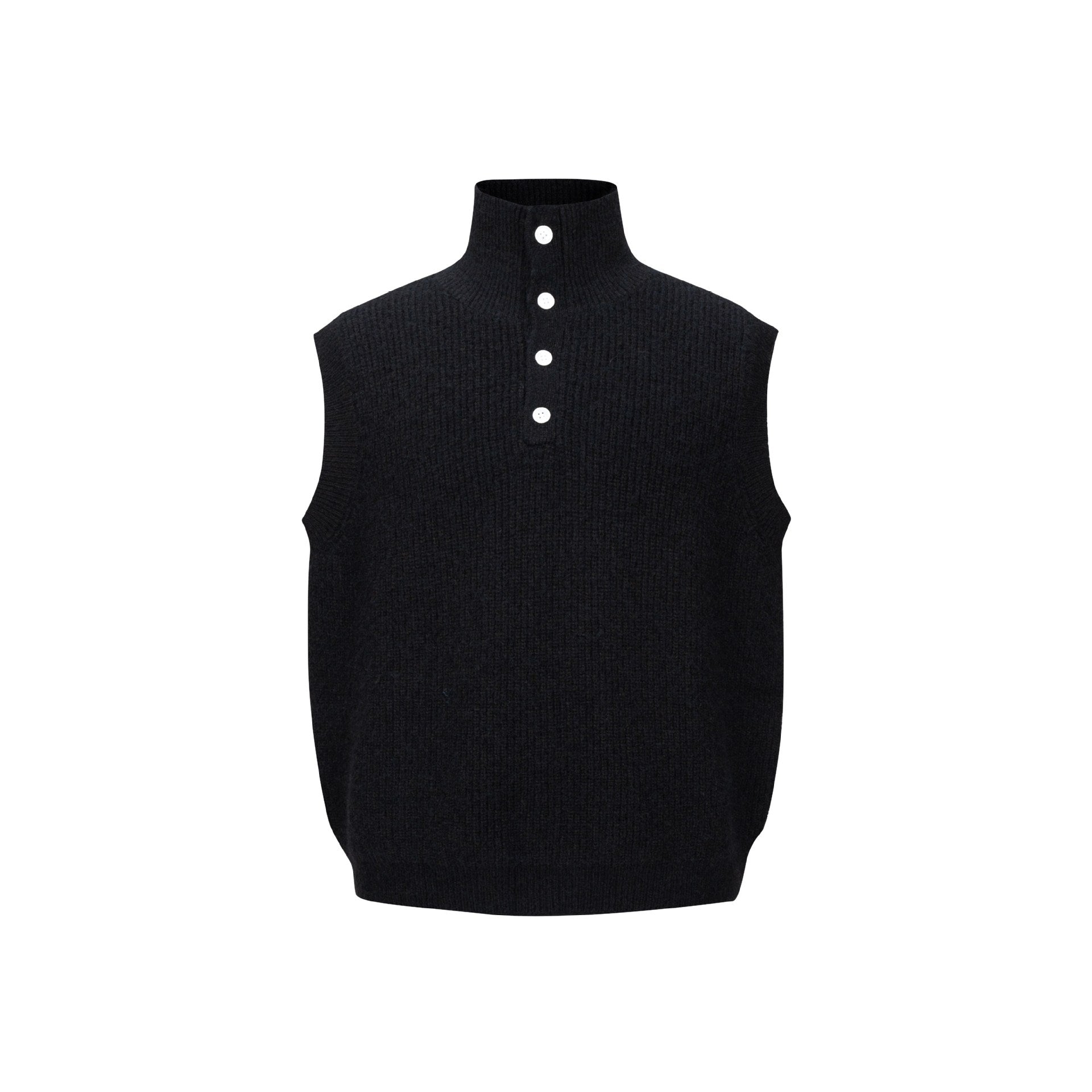 Unisex Chunky Knit Vest with Polo Collar and Half Button Placket Chichicherry