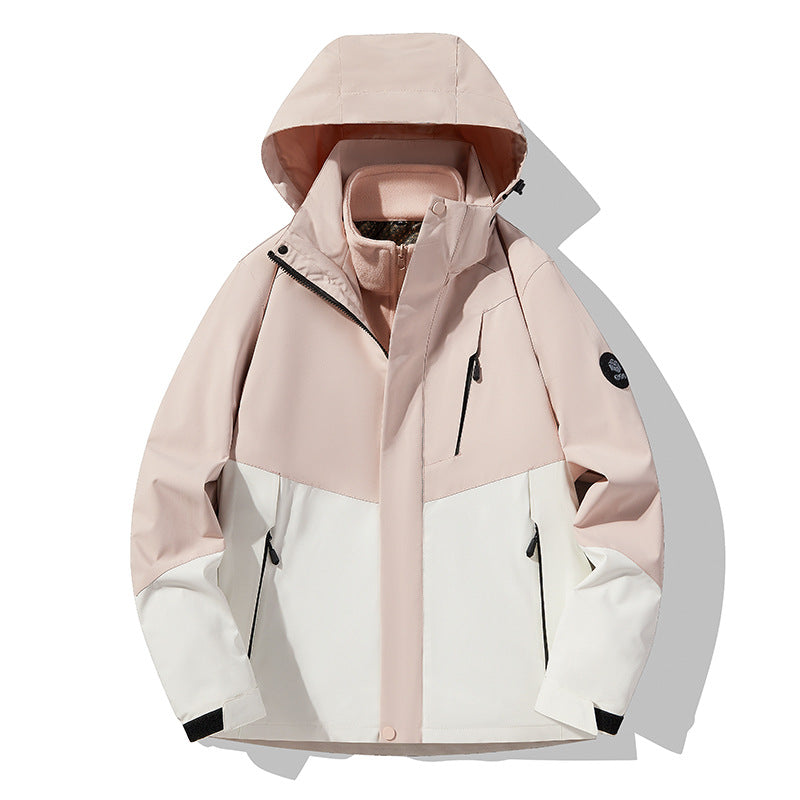 Men's three-layer breathable softshell trekking jacket with integrated fleece collar and adjustable hood Chichicherry