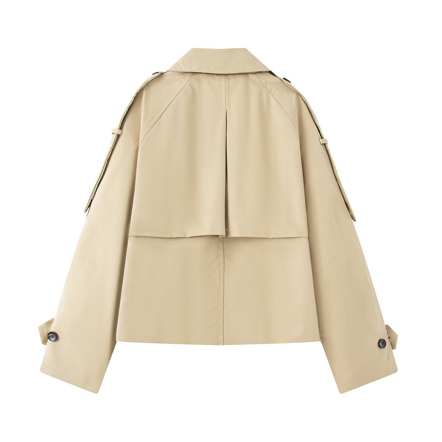 Women short cut trench with boxy silhouette, shoulder patches and wide cuffs Chichicherry