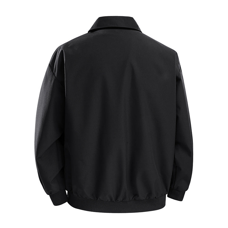 Men's Oversize Utility Coach Jacket with Zipper, Snap Placket, and Elastic Cuffs Chichicherry