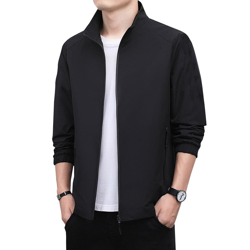 Men's Lightweight Softshell Jacket with Stand-up Collar, Full-Length Zipper and Elastic Cuffs Chichicherry
