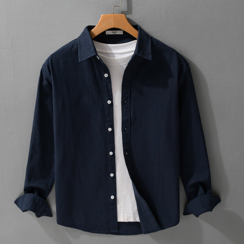 Men's Textured Cotton Shirt Jacket Overshirt in Relaxed Fit with Kent Collar Chichicherry